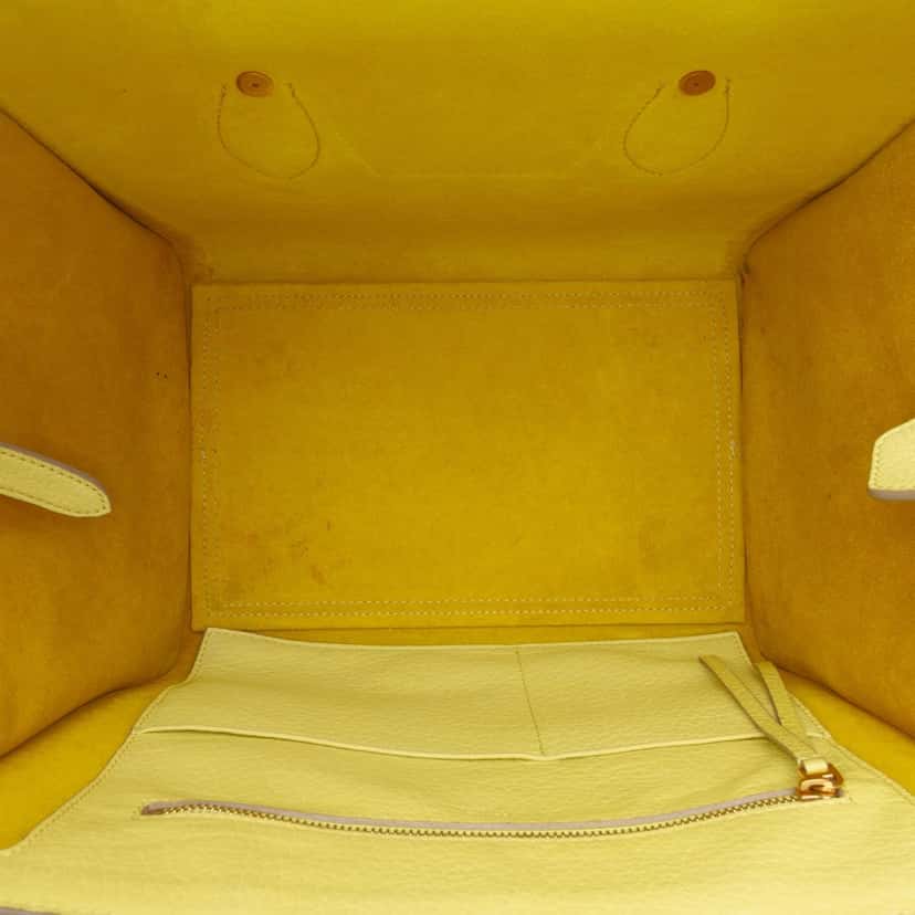 Celine Small Grained Calfskin Tie Tote Yellow Leather Good condition - Model View