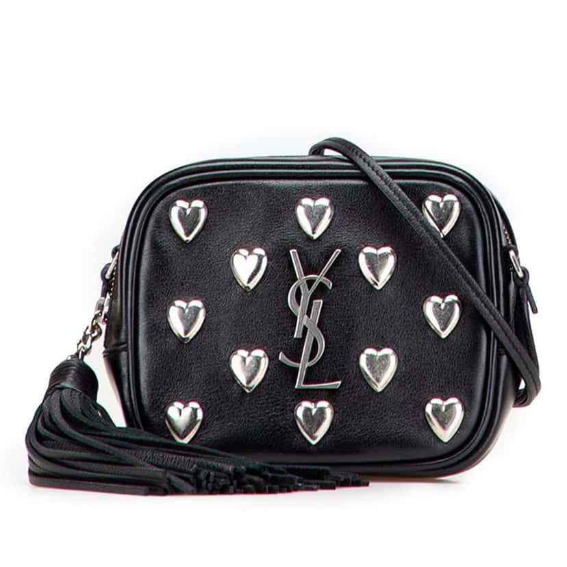 Saint Laurent Studded Calfskin Monogram Heart Blogger Crossbody Black Leather Good condition - Front View
