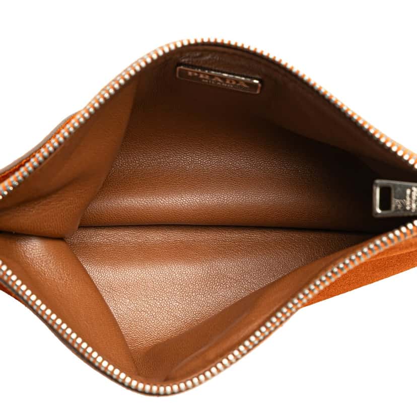 Prada Suede Pochette Orange Leather Good condition - Model View