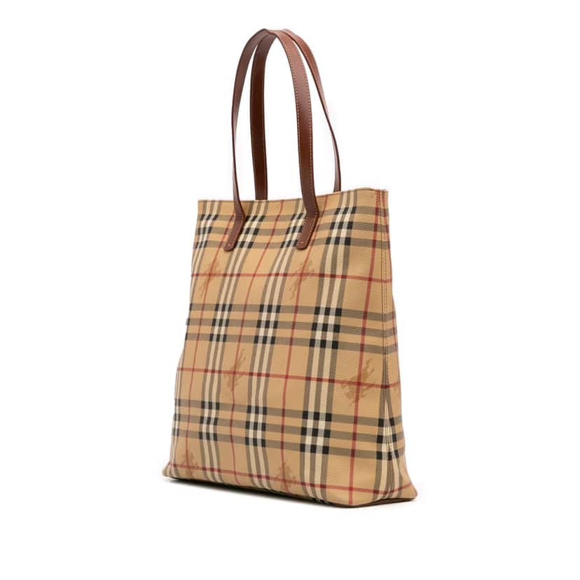 Burberry Haymarket Check Coated Canvas Tote Brown Canvas Good condition - Back View