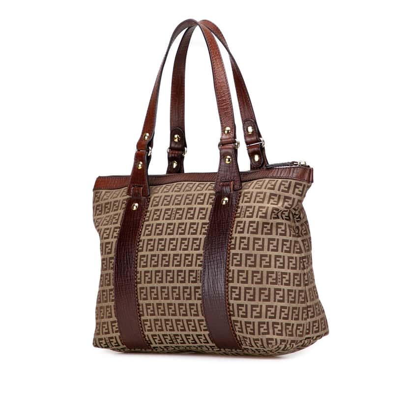 Fendi Zucchino Canvas Tote Brown Canvas Good condition - Back View