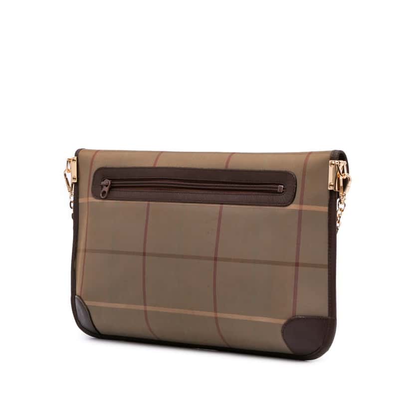 Burberry Vintage Check Canvas Flap Satchel Brown Canvas Good condition - Back View