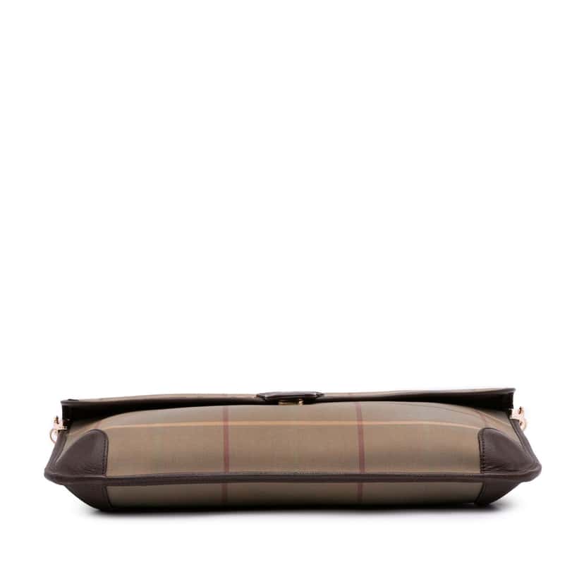 Burberry Vintage Check Canvas Flap Satchel Brown Canvas Good condition - Inside View