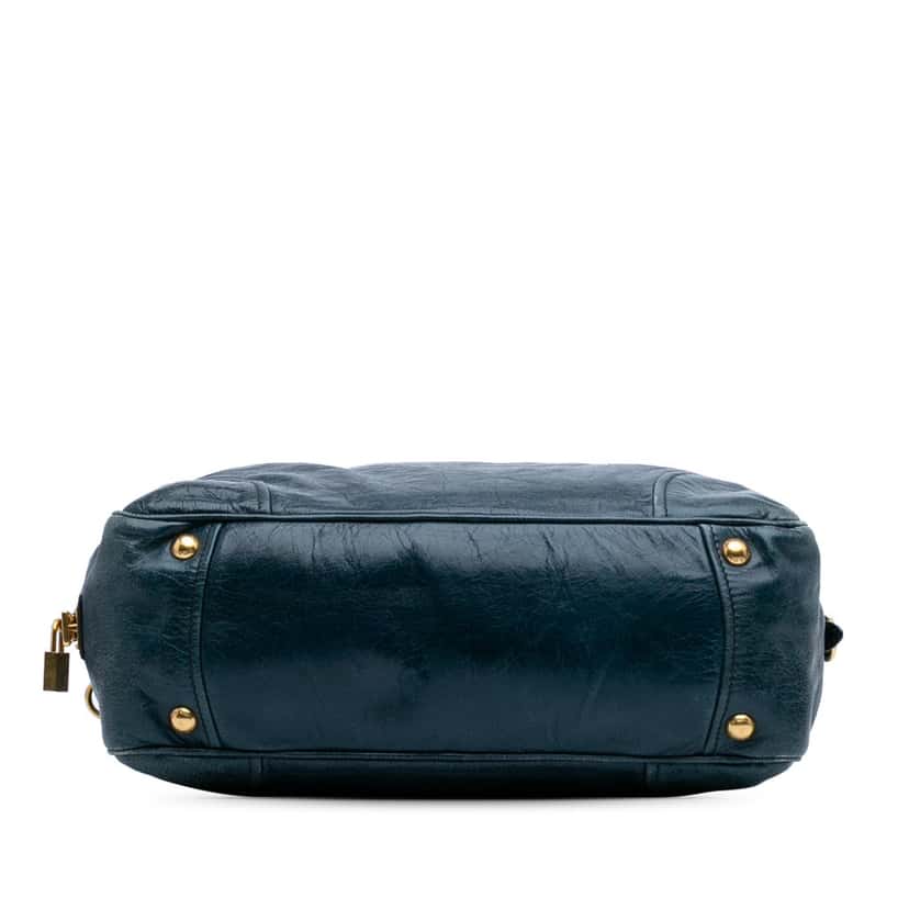 Prada Vitello Shine Satchel Blue Leather Good condition - Inside View