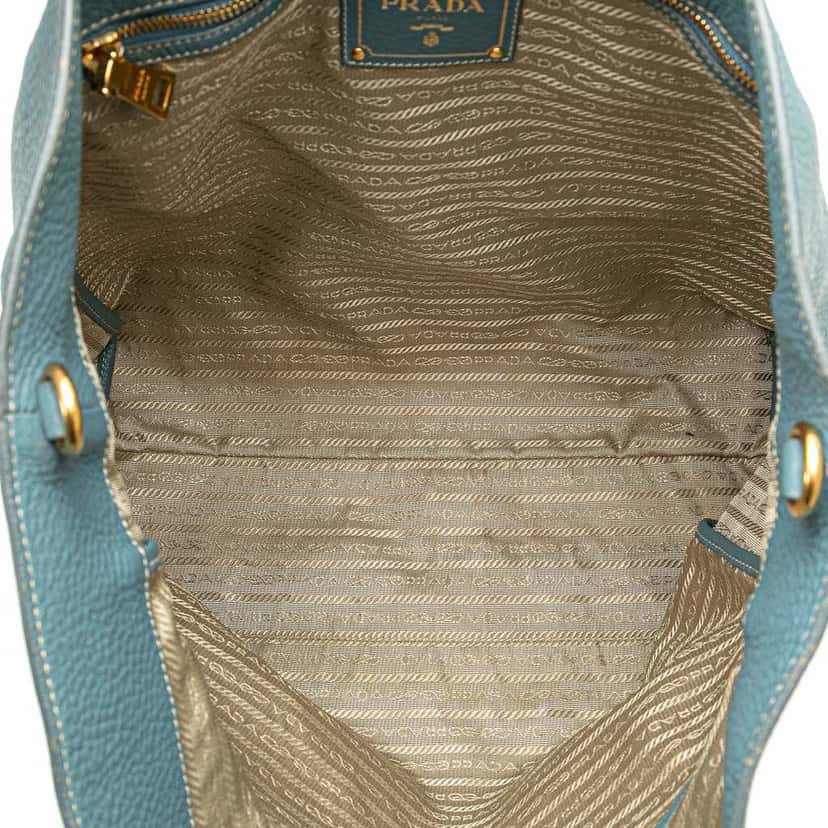 Prada Vitello Daino Open Convertible Tote Blue Leather Good condition - Model View