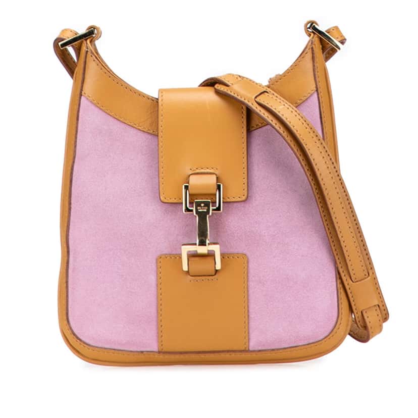 Gucci Suede Jackie Crossbody Purple Leather Good condition - Front View
