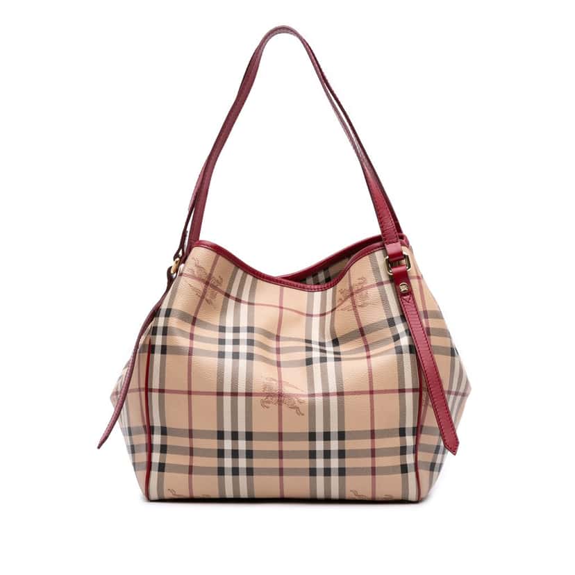 Burberry Small Haymarket Check Coated Canvas Canterbury Tote Brown Canvas Good condition - Front View