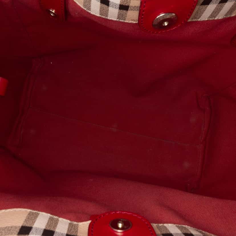 Burberry Small Haymarket Check Coated Canvas Canterbury Tote Brown Canvas Good condition - Model View