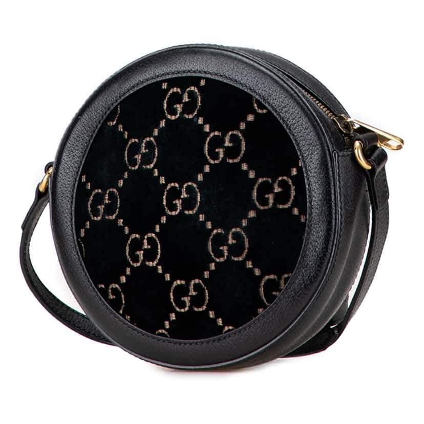 Gucci GG Marmont Velvet Round Crossbody Black Velvet Good condition - Back View