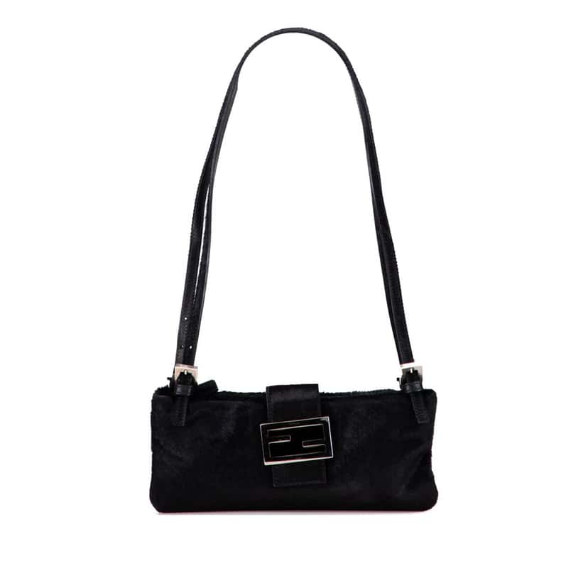 Fendi Pony Hair Shoulder Bag Black Good condition - Front View