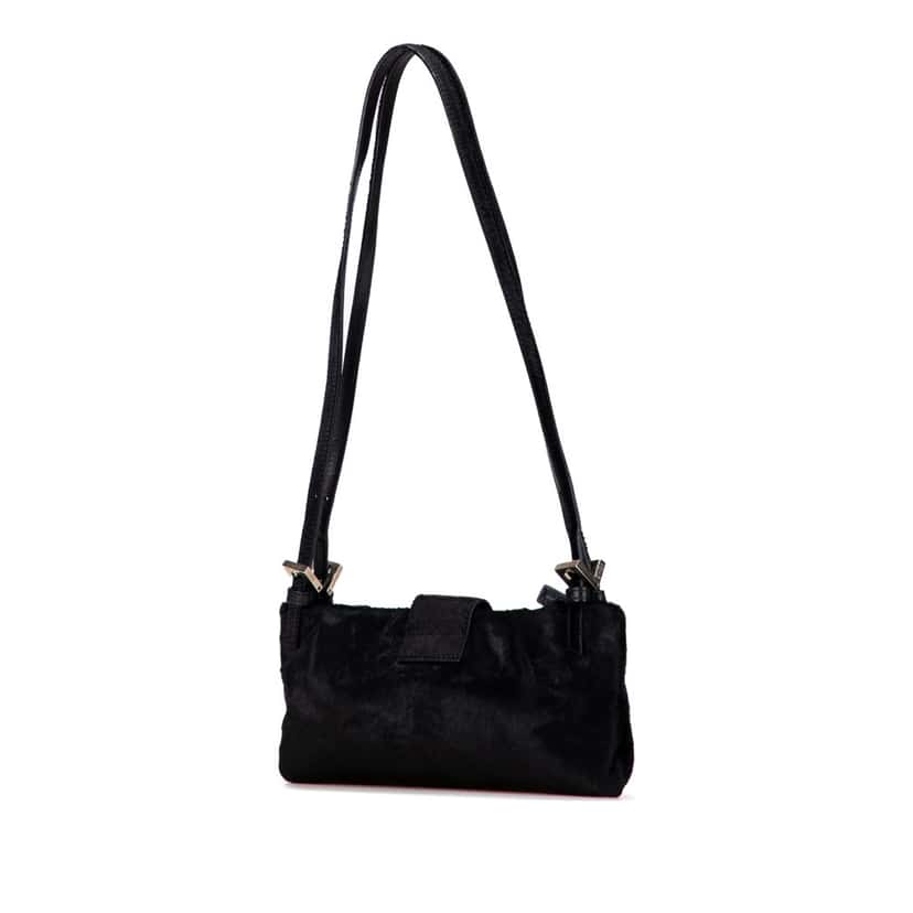 Fendi Pony Hair Shoulder Bag Black Good condition - Back View