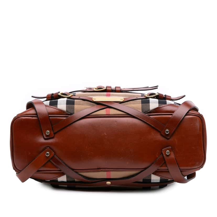 Burberry House Check Canvas Gosford Bridle Satchel Brown Canvas Good condition - Inside View