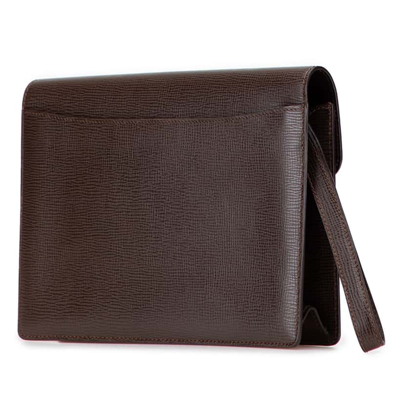 Loewe Leather Anagram Clutch Brown Leather Good condition - Back View