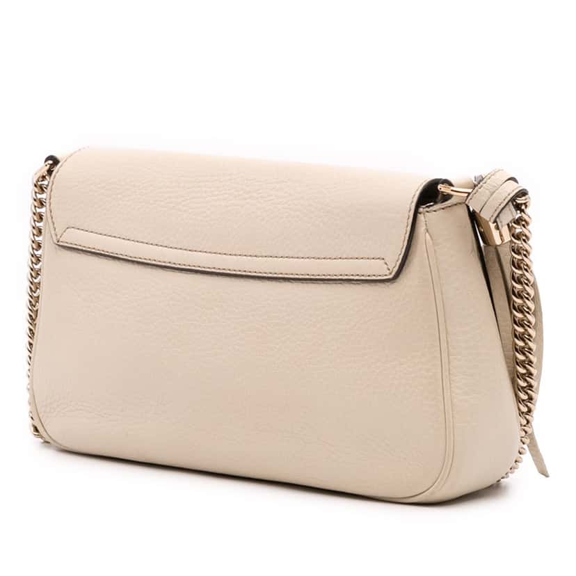 Gucci Medium Leather Soho Chain Flap Crossbody White Leather Good condition - Back View