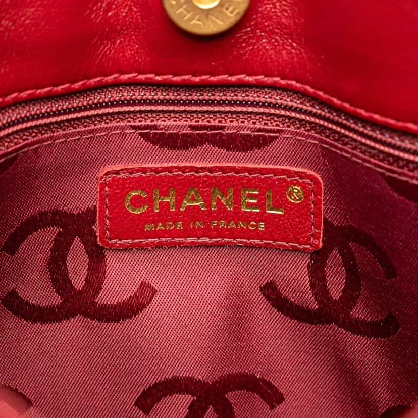 Chanel CC Lambskin Wild Stitch Handbag Red Leather Fair condition - Box View