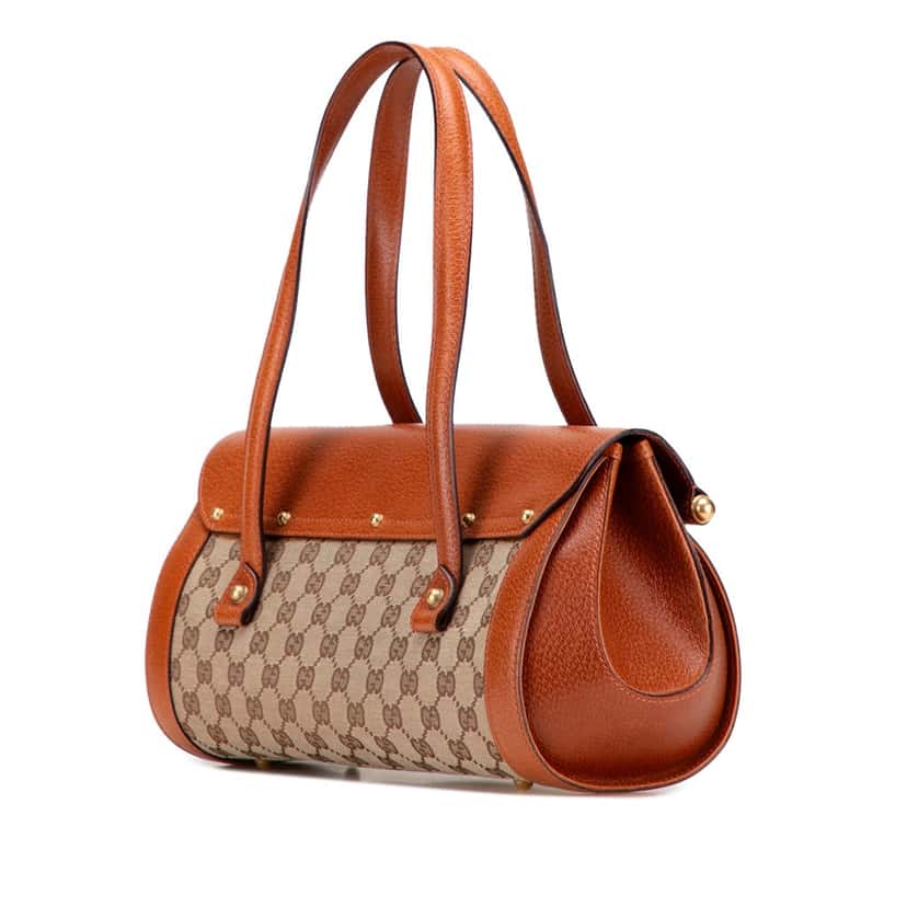 Gucci GG Canvas Bamboo Bullet Shoulder Bag Brown Canvas Good condition - Back View