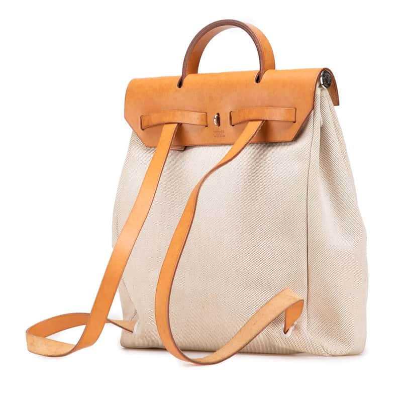 Hermès Toile Herbag Backpack PM Brown Canvas Good condition - Back View