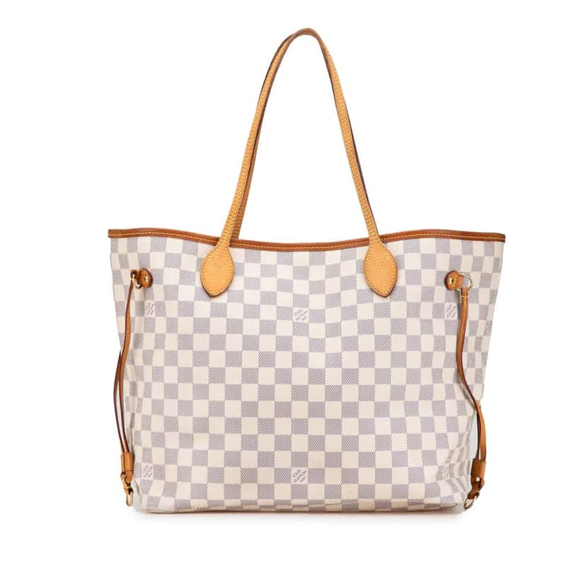 Louis Vuitton Damier Azur Neverfull MM White Canvas Good condition - Front View