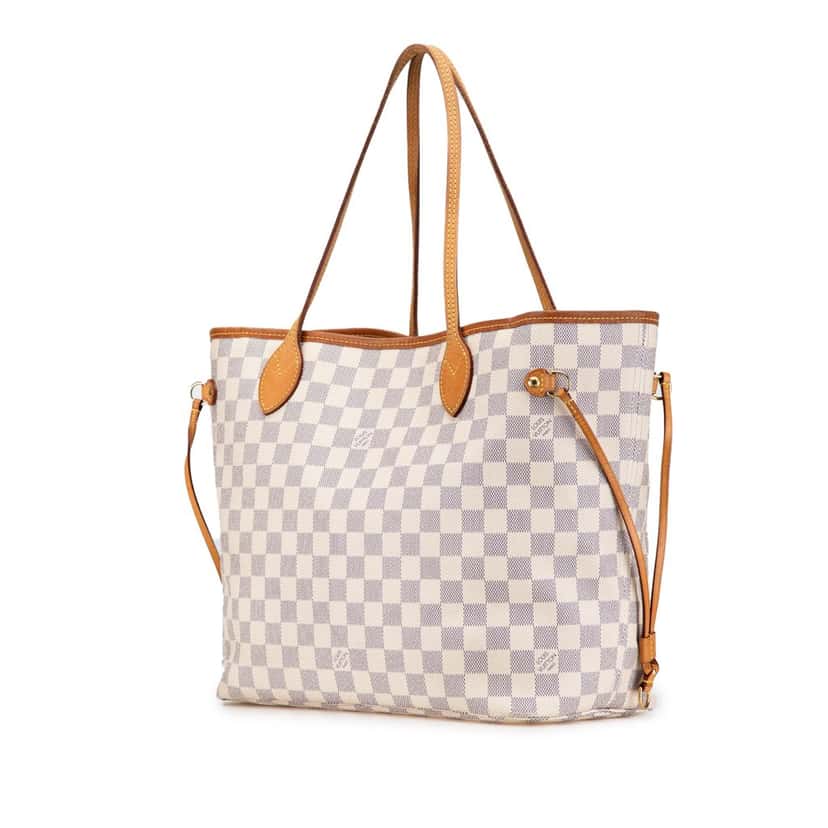 Louis Vuitton Damier Azur Neverfull MM White Canvas Good condition - Back View