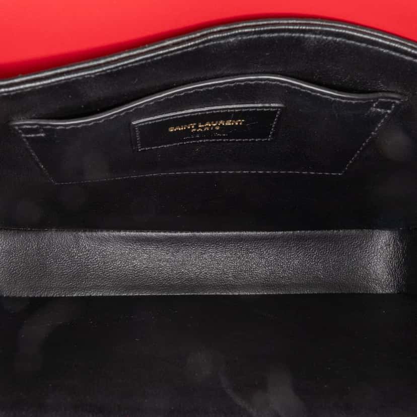 Saint Laurent Medium Calfskin Solferino Satchel In Box Red Leather Good condition - Model View