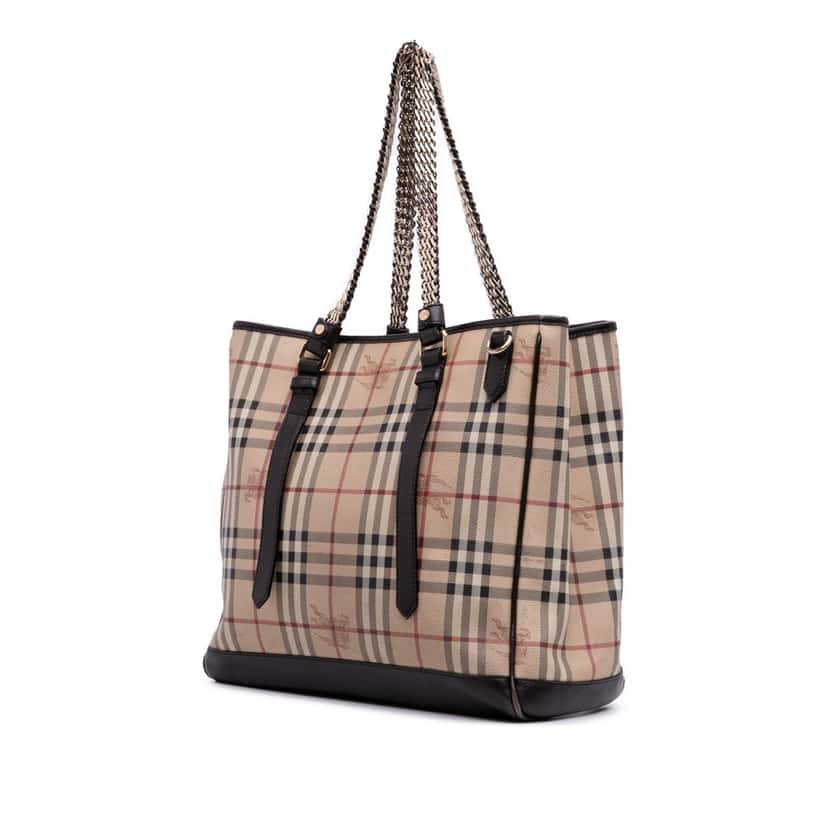 Burberry Haymarket Check Coated Canvas Convertible Tote Brown Canvas Good condition - Back View