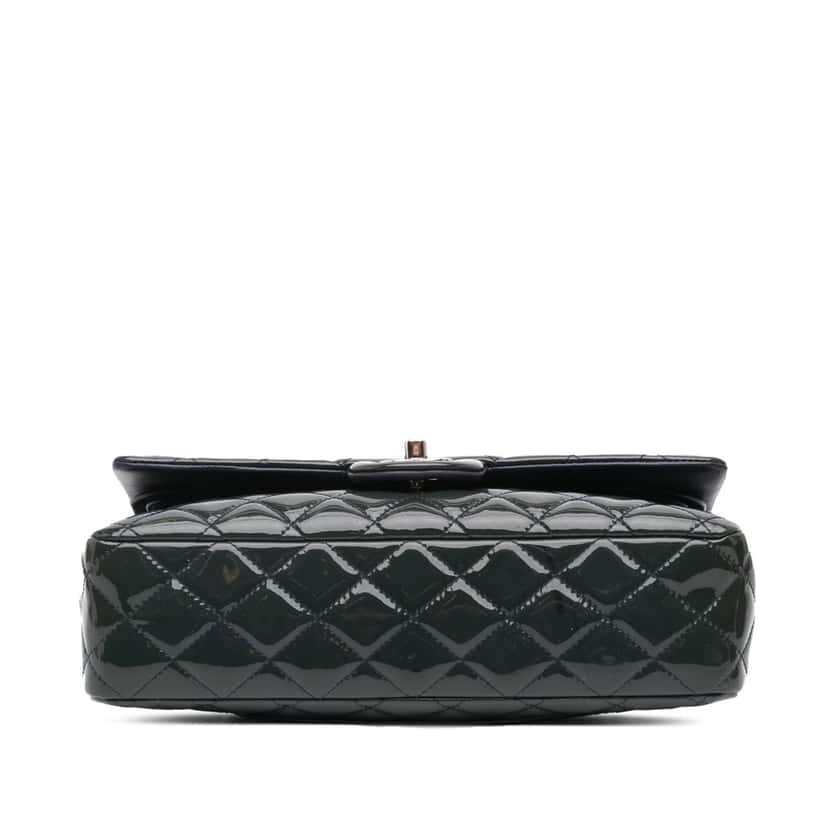 Chanel Medium Classic Patent Double Flap Blue Leather Good condition - Inside View