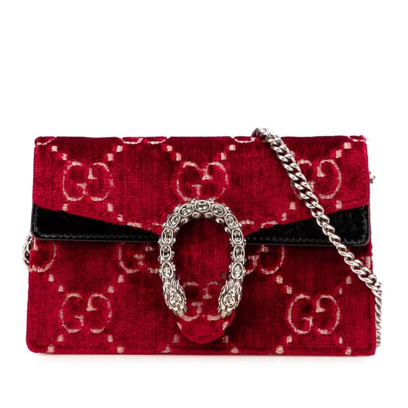 Gucci Super Mini GG Velvet Dionysus Crossbody Red Velvet Good condition - Front View