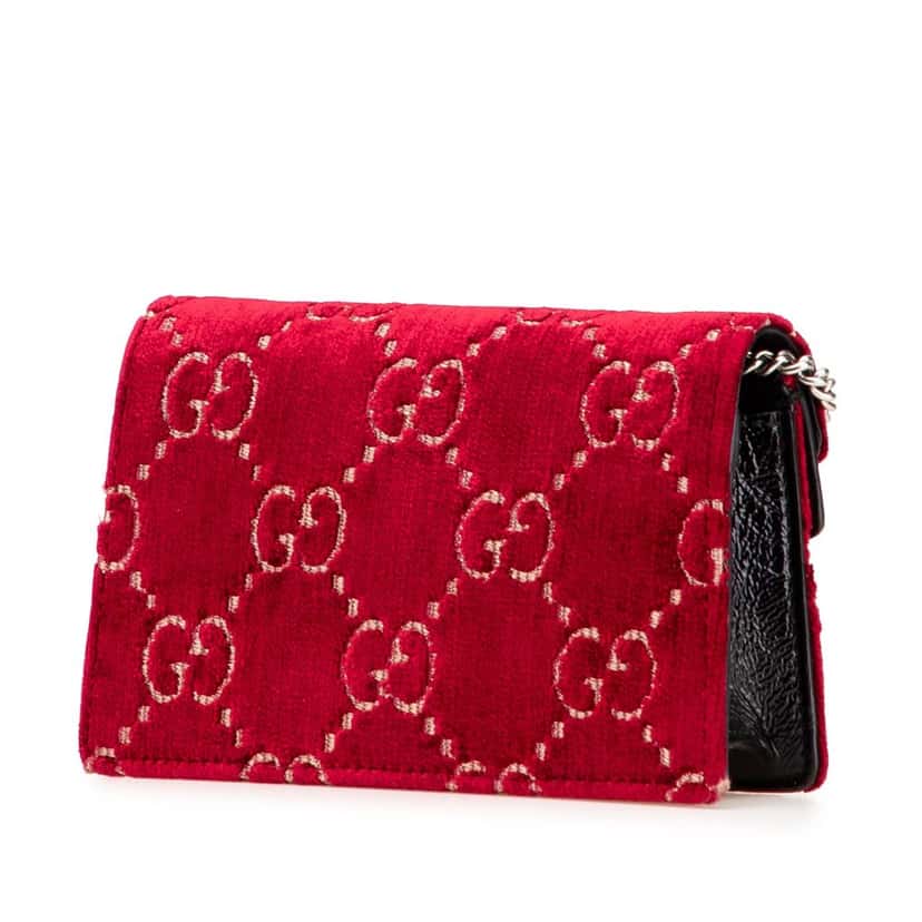 Gucci Super Mini GG Velvet Dionysus Crossbody Red Velvet Good condition - Back View