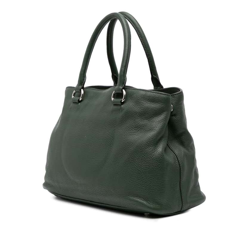 Prada Vitello Daino Open Convertible Tote Green Leather Good condition - Back View