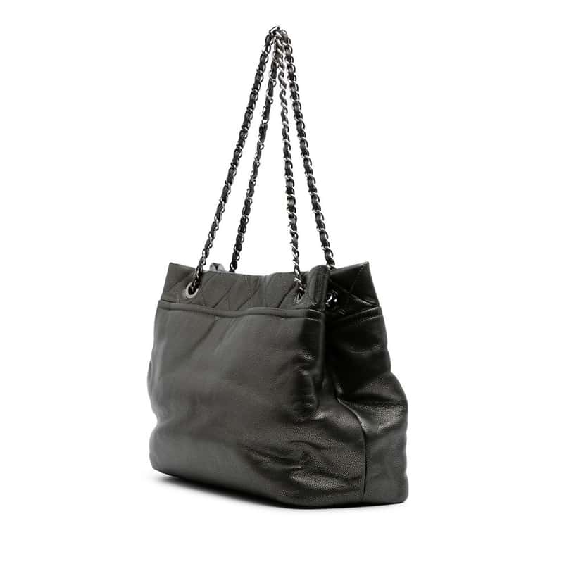 Chanel CC Metallic Caviar Soft Tote Grey Leather Good condition - Back View
