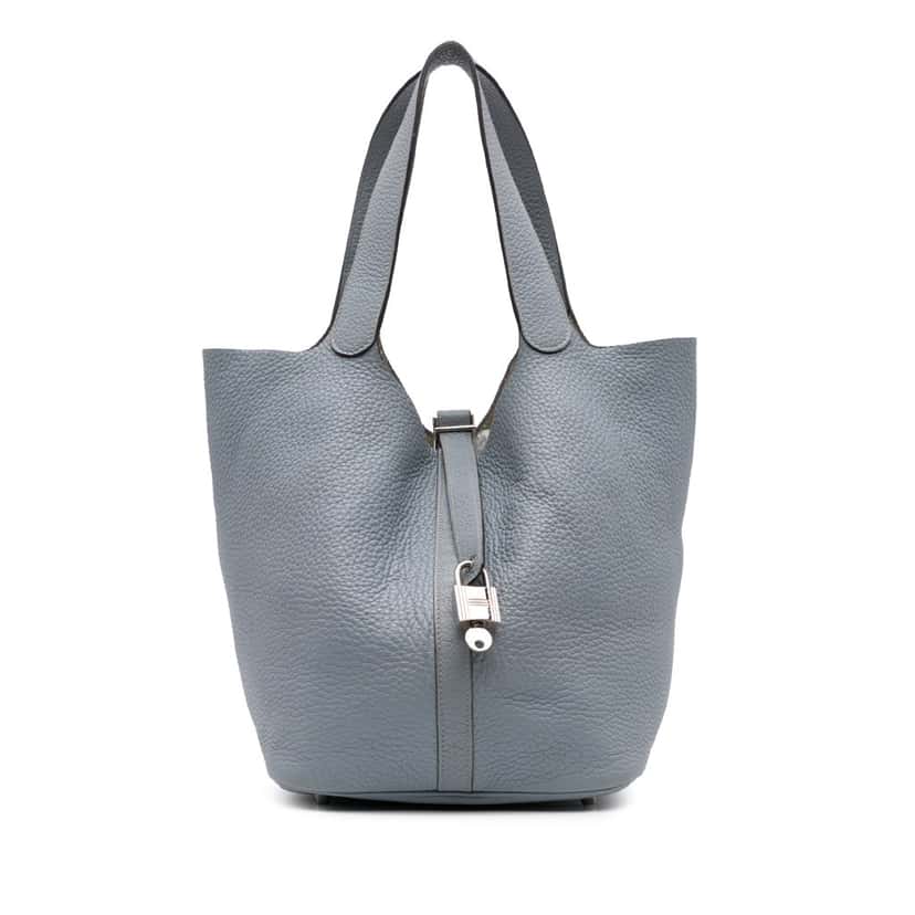 Hermès Clemence Picotin Lock 26 Blue Leather Good condition - Front View