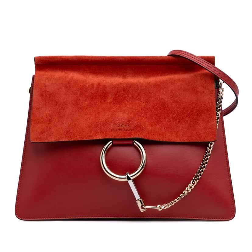Chloé Medium Calfskin and Suede Faye Crossbody Red Leather Good condition - Front View