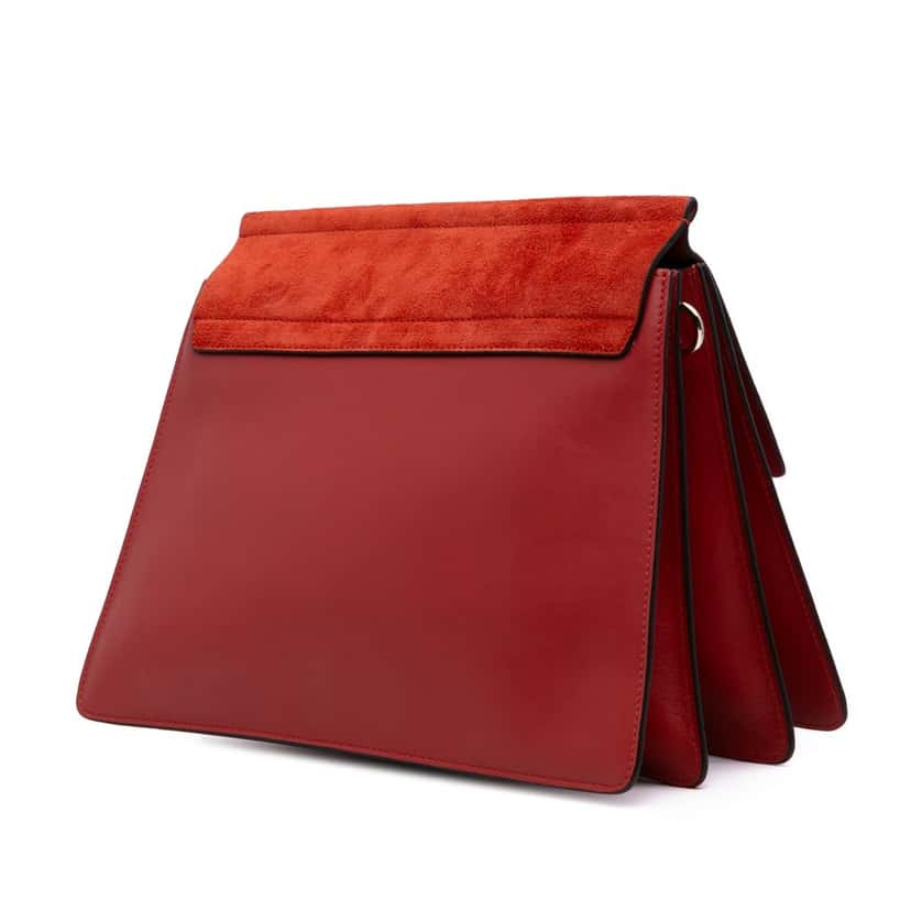 Chloé Medium Calfskin and Suede Faye Crossbody Red Leather Good condition - Back View