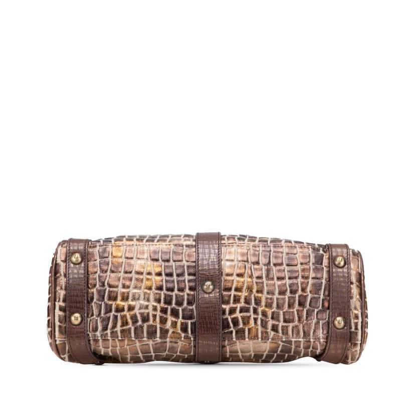 Fendi Small Croc Effect Canvas Magic Handbag Brown Canvas Good condition - Inside View