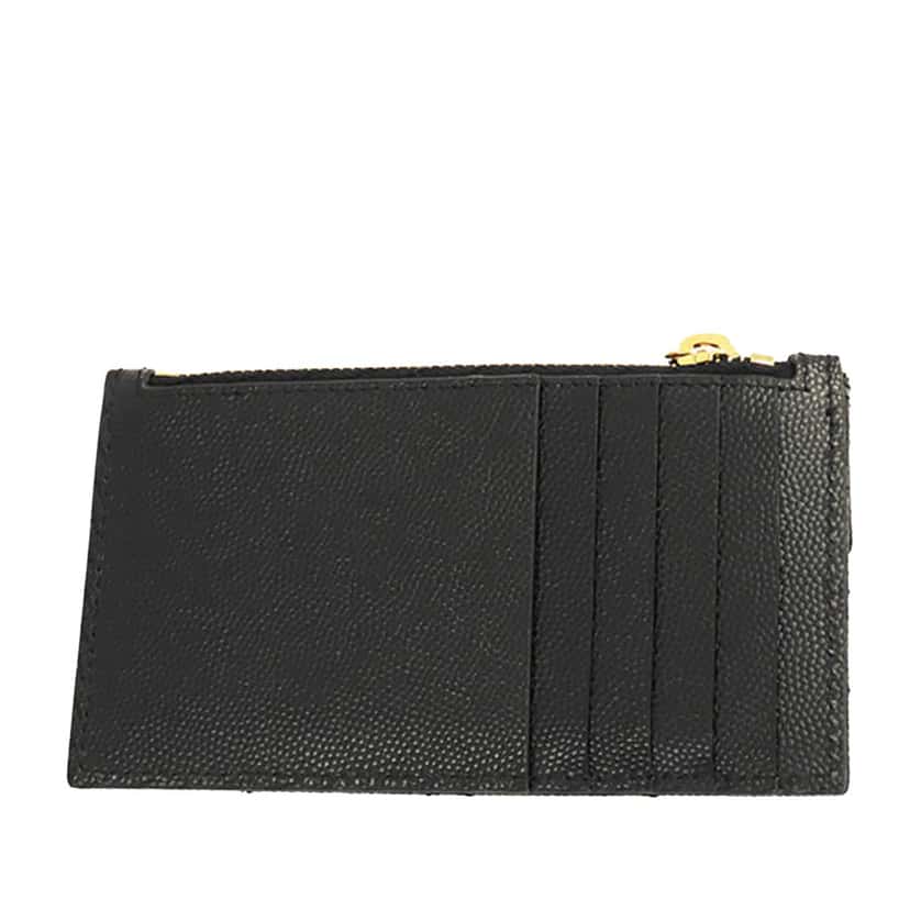 Saint Laurent Matelasse Grain de Poudre Monogram Fragments Flap Card Case Black Leather Good condition - Back View