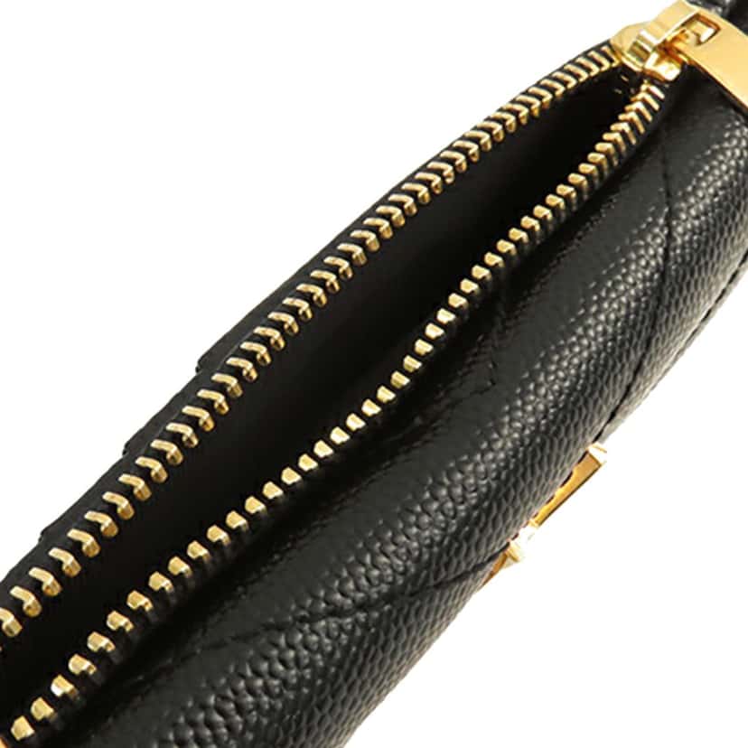 Saint Laurent Matelasse Grain de Poudre Monogram Fragments Flap Card Case Black Leather Good condition - Inside View