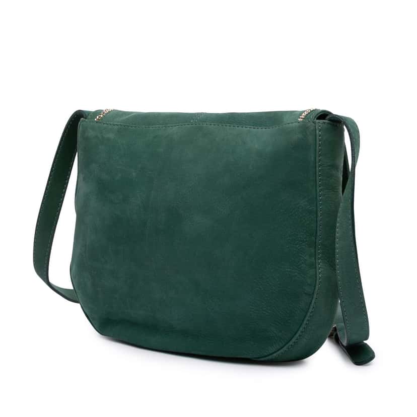 Fendi Metallic Calfskin Crossbody Green Leather Good condition - Back View