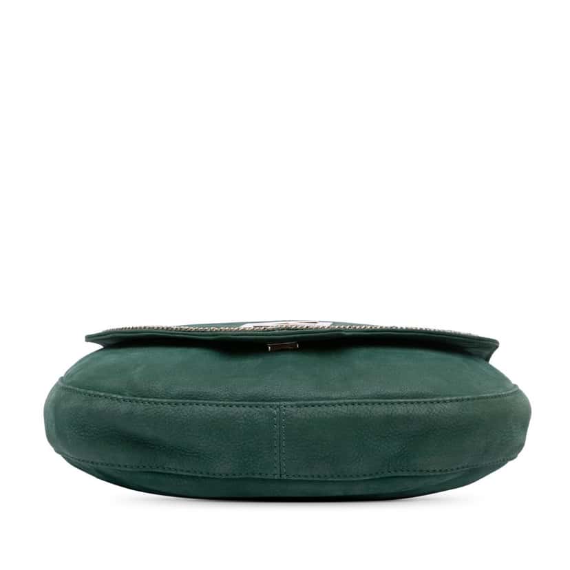Fendi Metallic Calfskin Crossbody Green Leather Good condition - Inside View