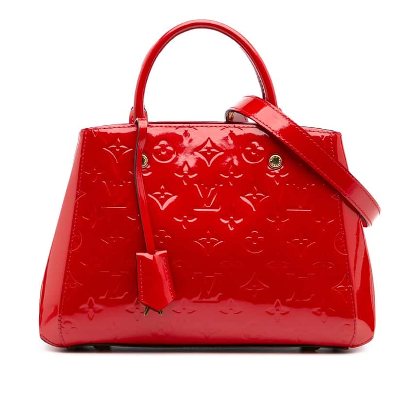 Louis Vuitton Monogram Vernis Montaigne BB Red Leather Good condition - Front View