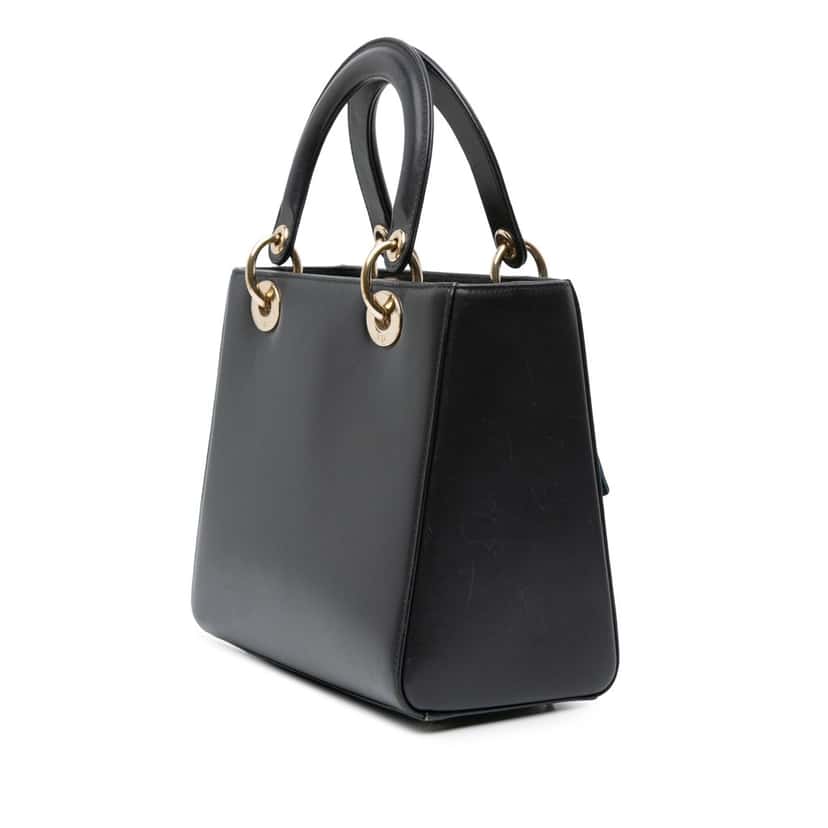 Dior Medium Calfskin Pockets Lady Dior Black Leather Good condition - Back View