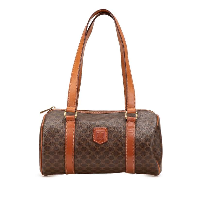 Celine Macadam Coated Canvas Shoulder Bag Brown Canvas Good condition - Front View
