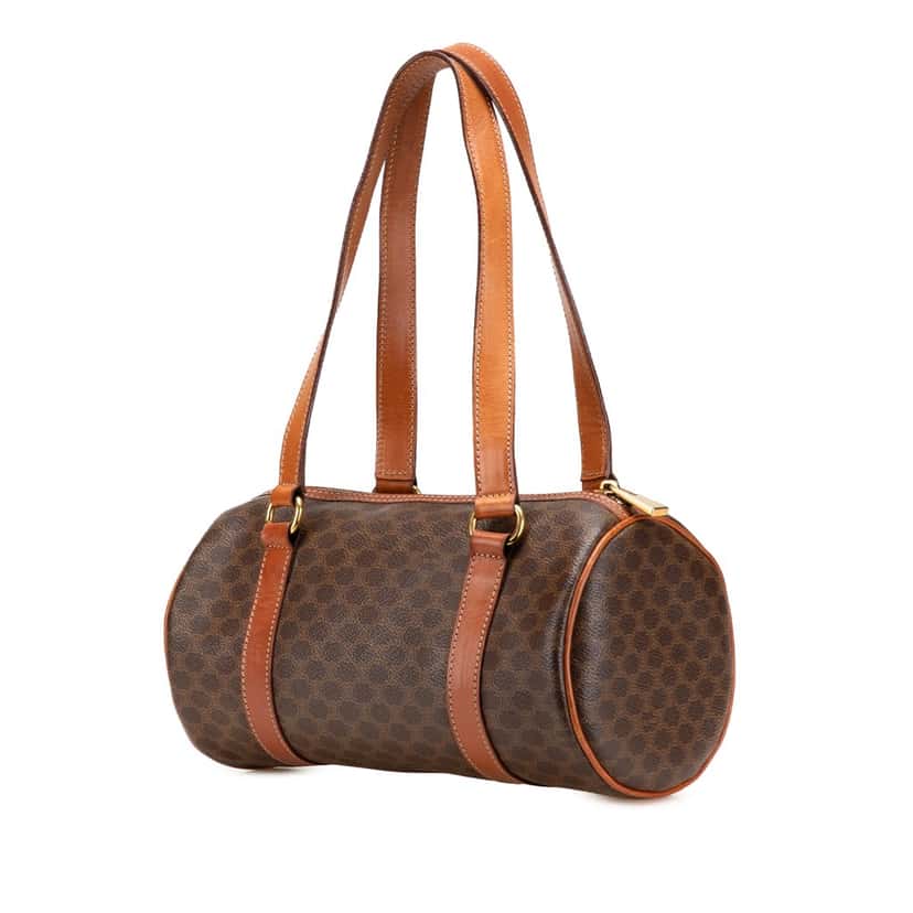 Celine Macadam Coated Canvas Shoulder Bag Brown Canvas Good condition - Back View