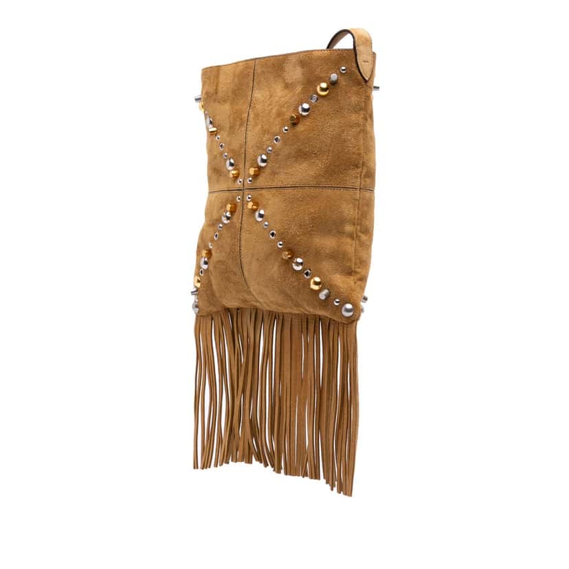 Valentino Suede Fringed Nellcote Bag Brown Leather Good condition - Back View