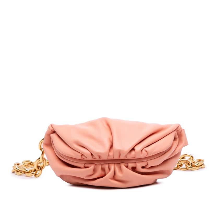 Bottega Veneta Lambskin Belt Chain Pouch Pink Leather Very good condition - Front View