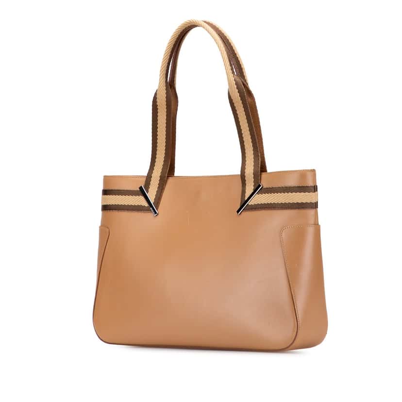 Gucci Leather Web Handbag Brown Leather Good condition - Back View