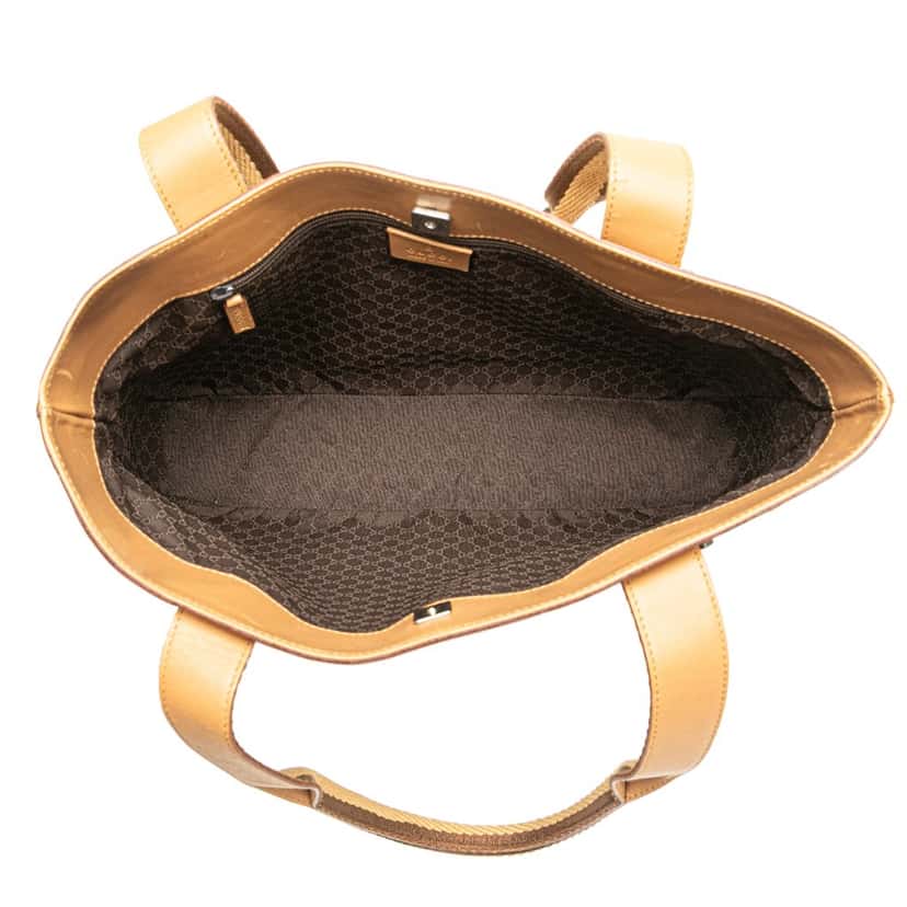 Gucci Leather Web Handbag Brown Leather Good condition - Model View