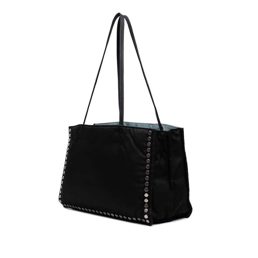Prada Tessuto Studded Etiquette Tote Black Good condition - Back View