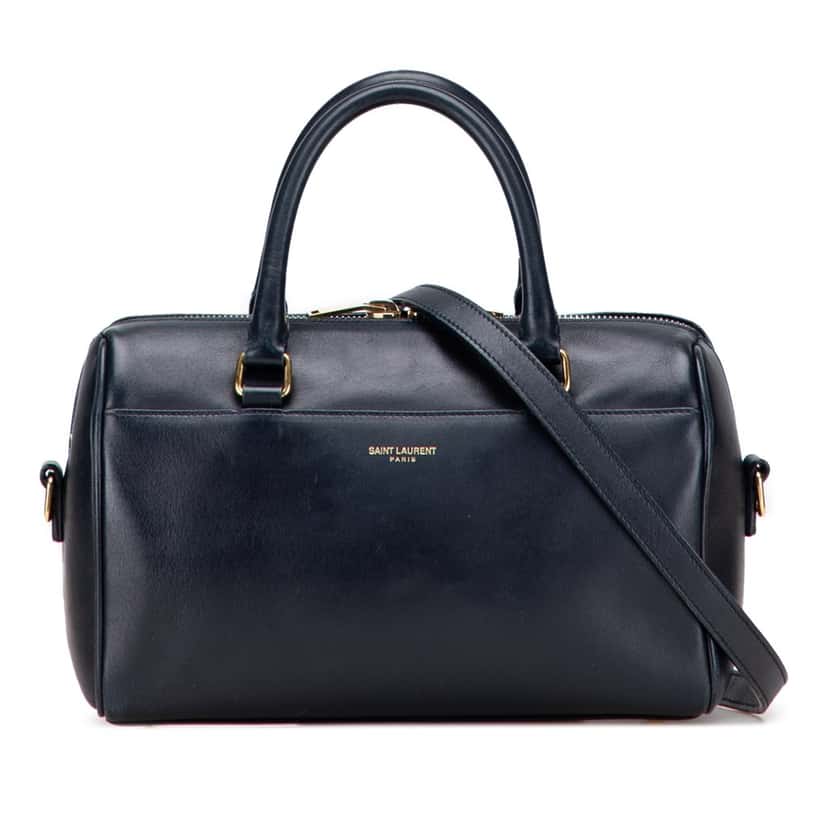 Saint Laurent Baby Leather Classic Duffle Satchel Blue Leather Good condition - Front View