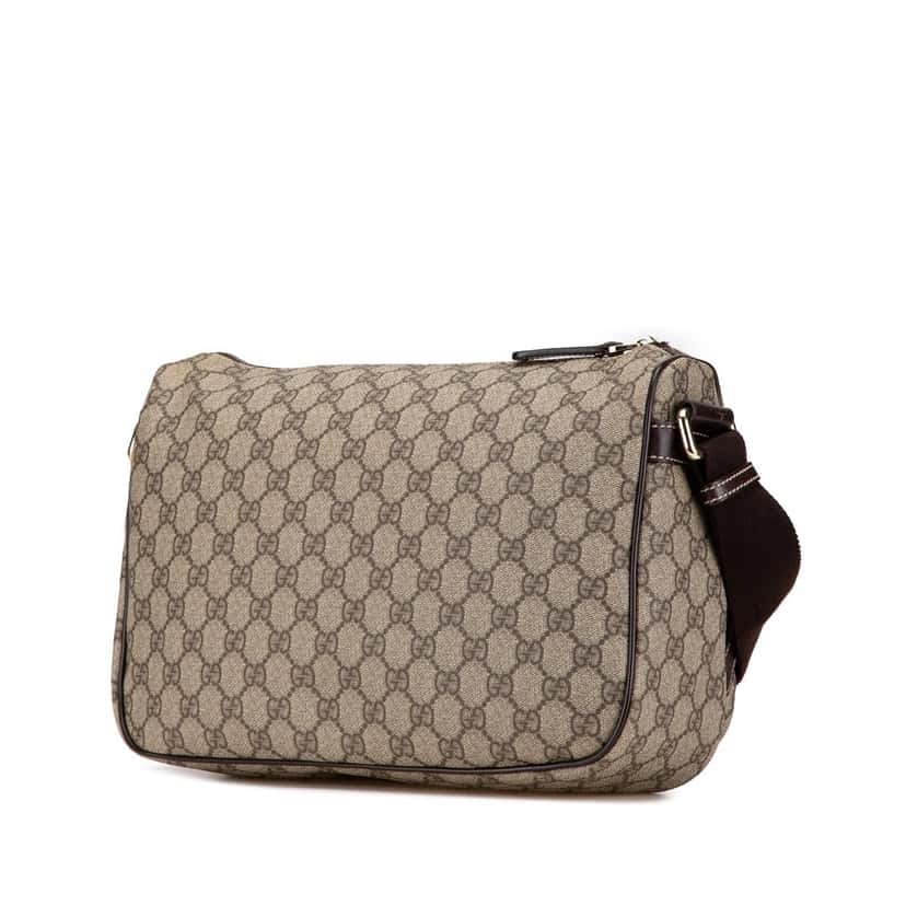 Gucci GG Supreme Double Pocket Crossbody Brown Canvas Good condition - Back View