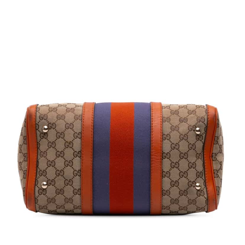 Gucci Medium GG Canvas Web Joy Boston Bag Brown Canvas Good condition - Inside View